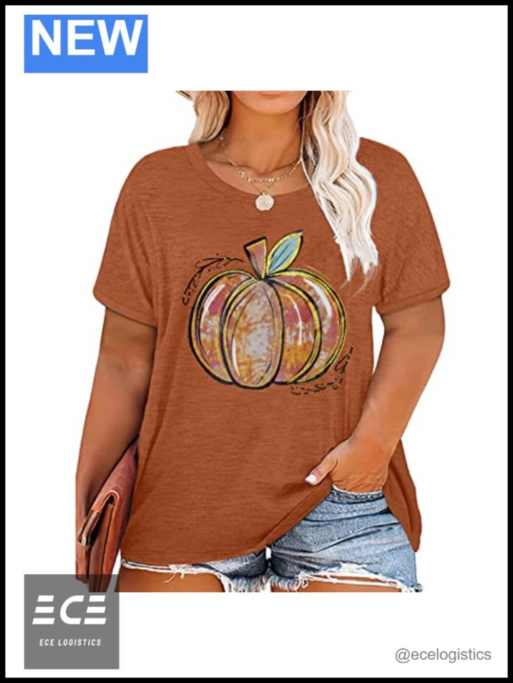 Plus Size Halloween Pumpkin Plaid Leopard Fall Graphic T-Shirt